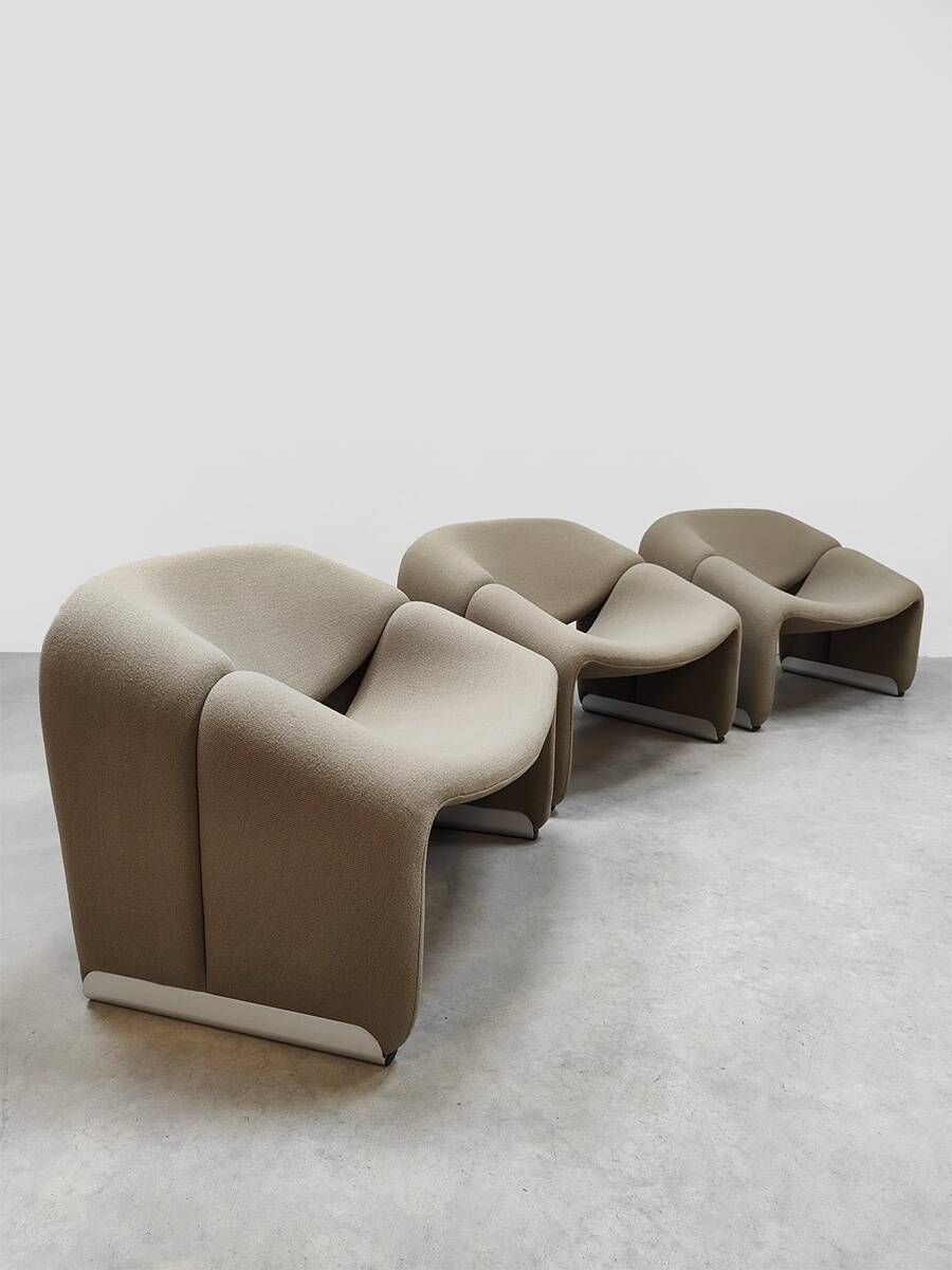 Set of 3 vintage Dutch design groovy chairs F598 'Wabi sabi'