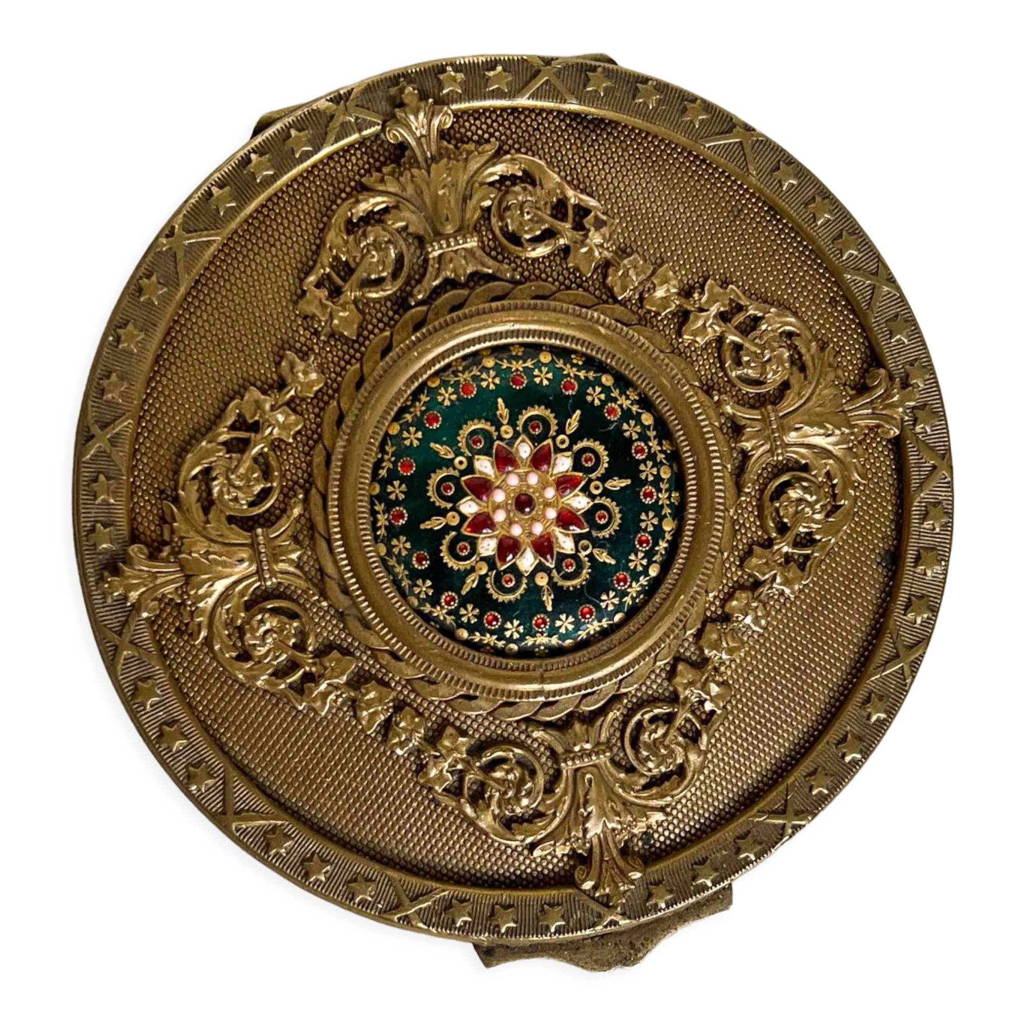 Round brass jewelry box