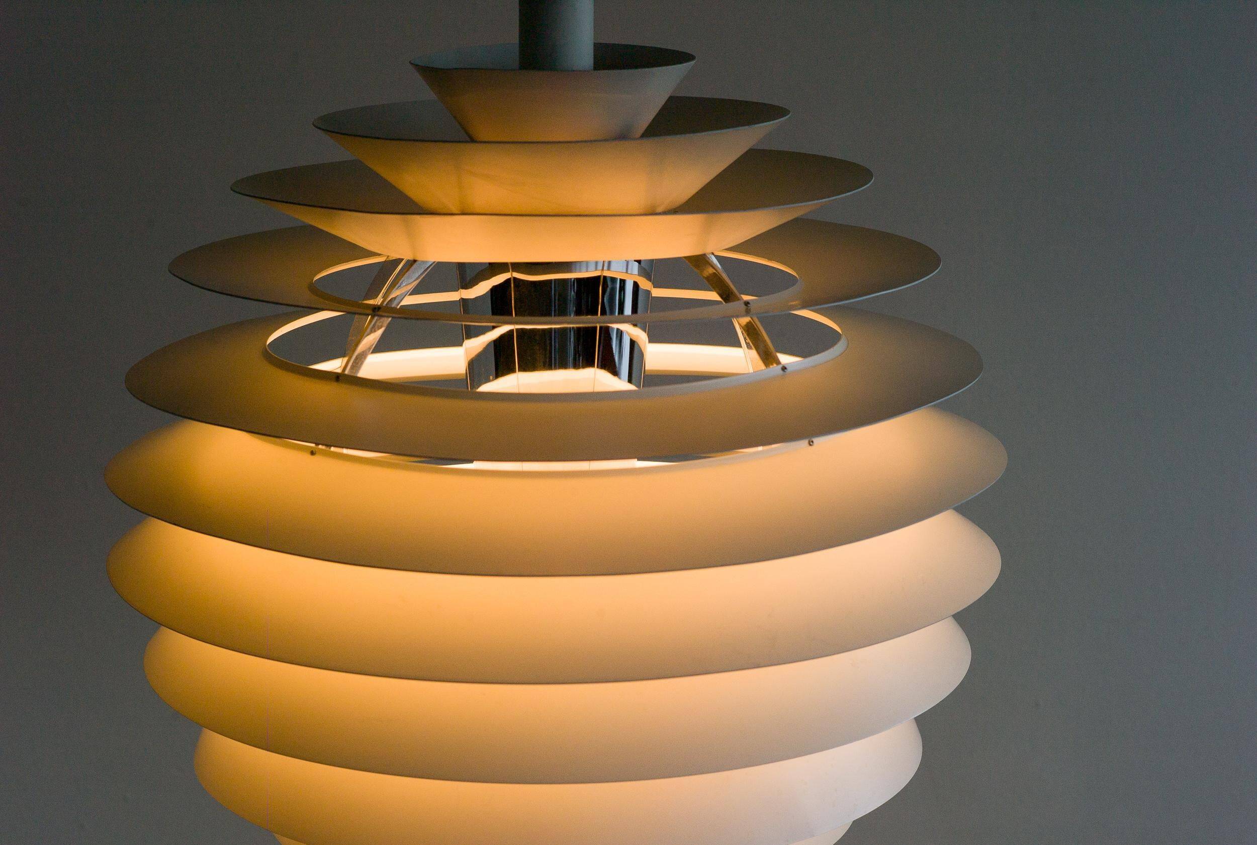 Large pendants from the early last century from the Louvre by Poul Henningsen for Louis Poulsen, 1962.