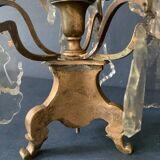 Girandole candle holder with crystal and bronze tassel with 3 lights, 1900