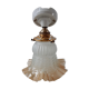Glass tulip bathroom wall lamp and white porcelain base early XXth