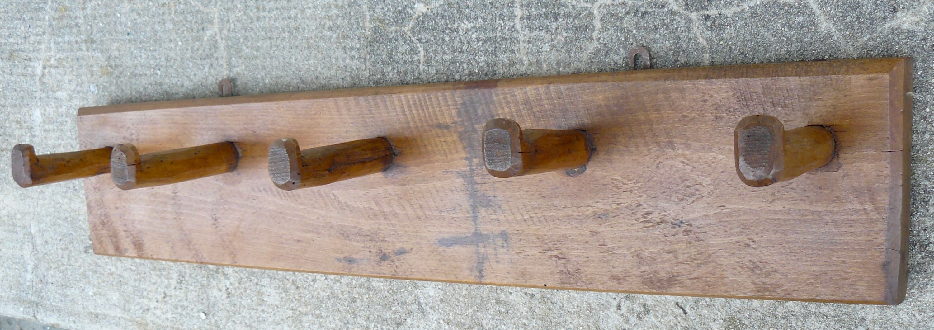Coat rack brutalist wood folk art