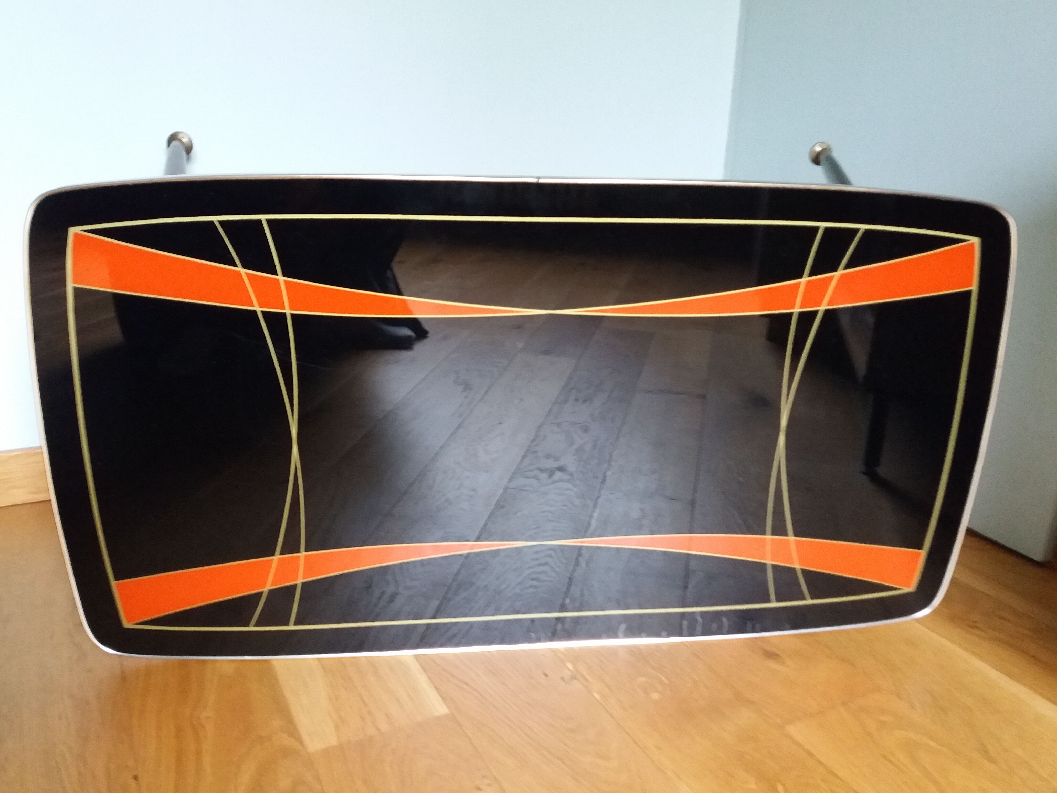 Coffee table formica tapered compass legs