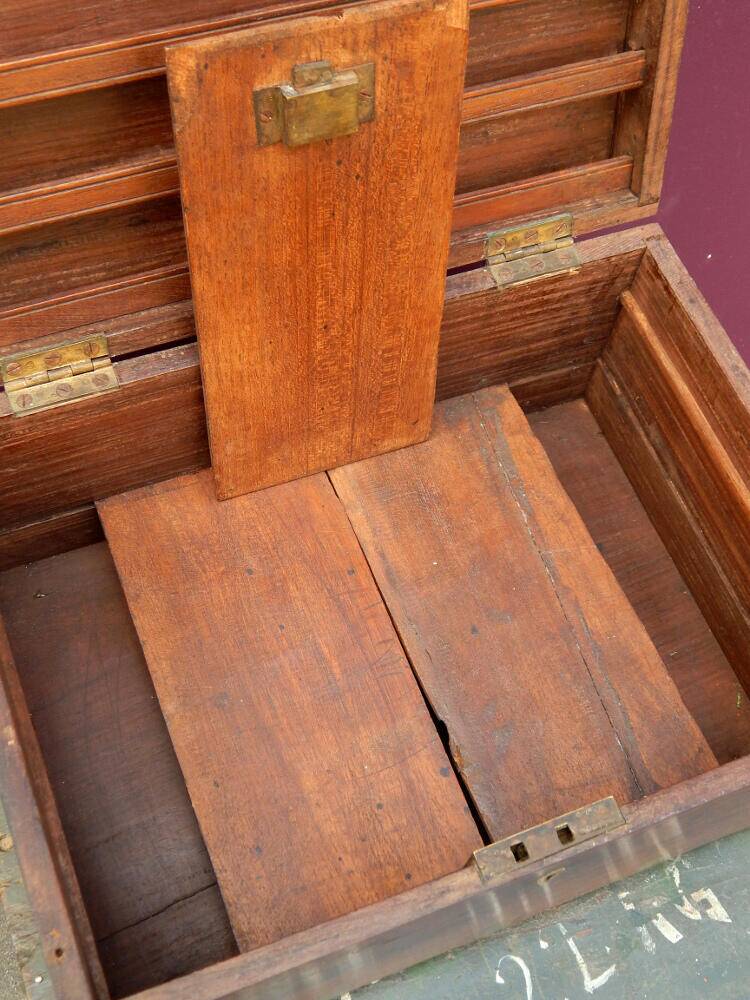 Vintage Secret Chest Old Teak & Metal Handicraft India