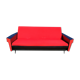 Vintage sofa 3 places convertible, red fabric and black skaï.1960s.