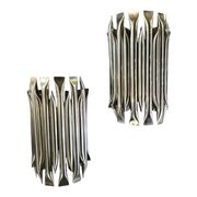 Raak 'concorde' pair of wall lights, 'organ tube' type in brushed aluminium, ca 1970