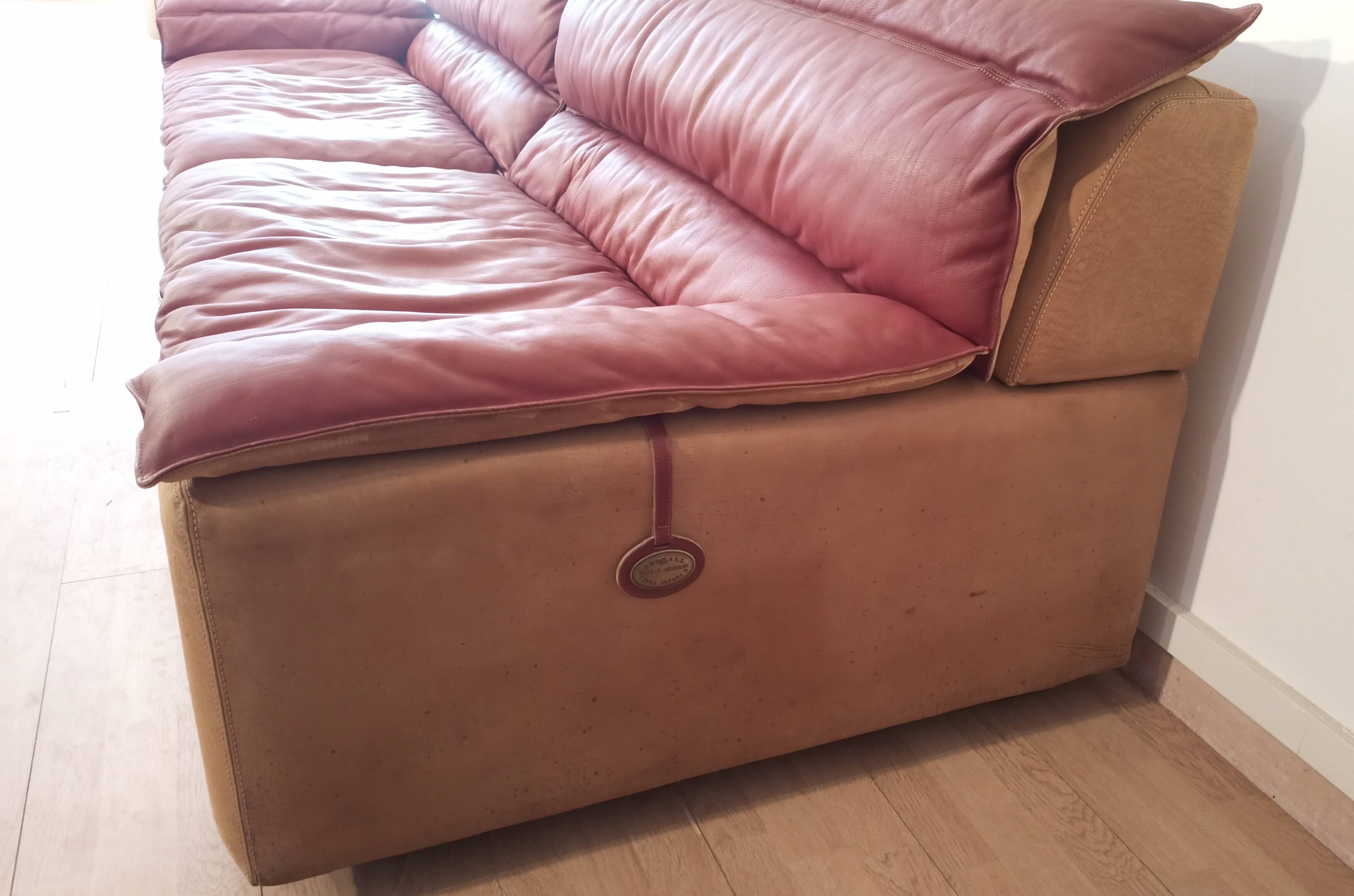 Canapé Bogo en Cuir et Daim par Carlo Bartoli pour Rossi Di Albizzate, 1970, Set de 2