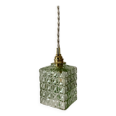 Vintage globe pendant light in green molded glass