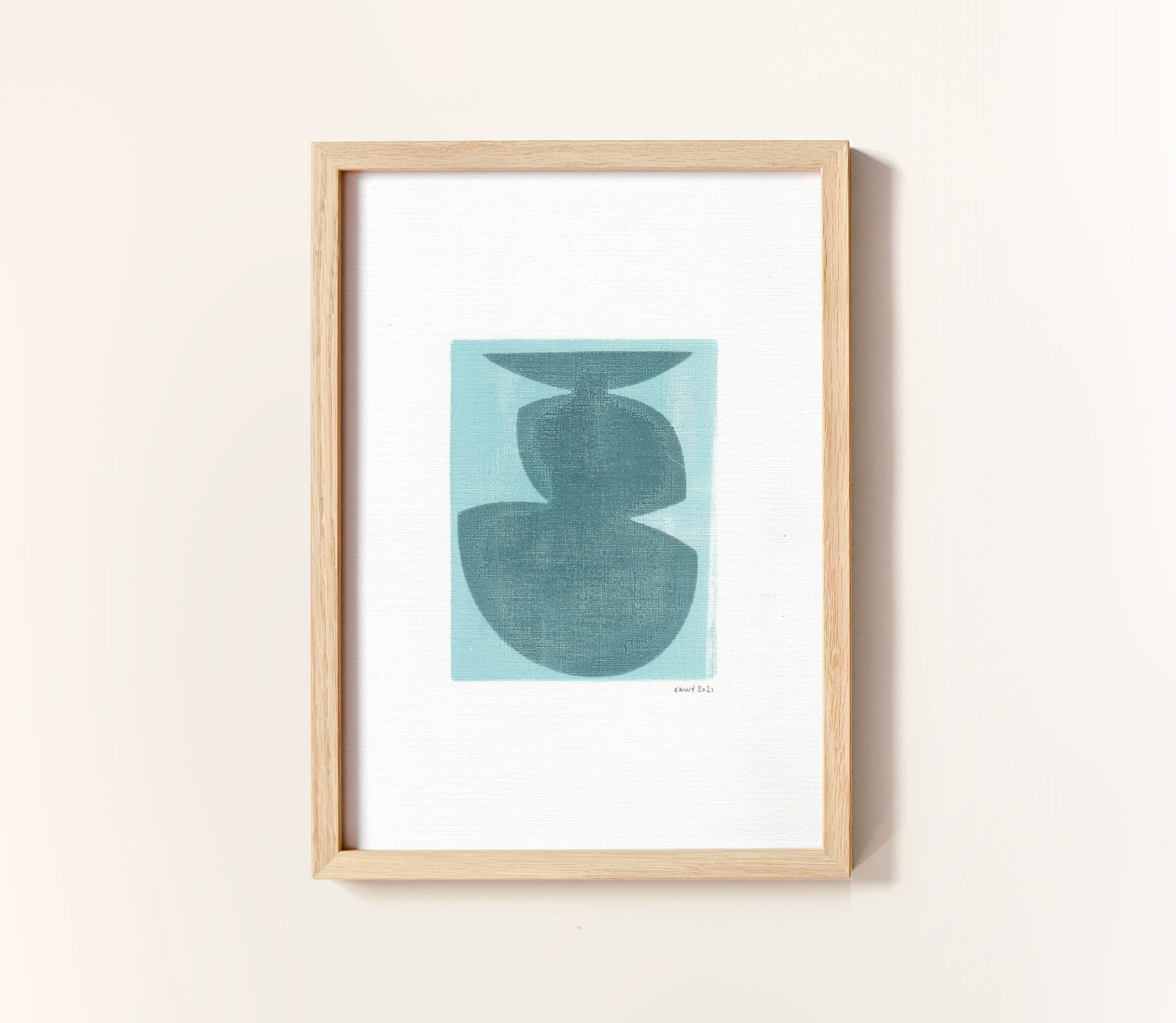 Painting on paper • turquoise blue m720 • signed eawy