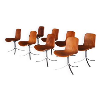 PK9 Dining Chairs by Poul Kjærholm for E. Kold Christensen, Denmark, 1960s, Set of 8