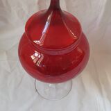 Red and transparent blown glass candy