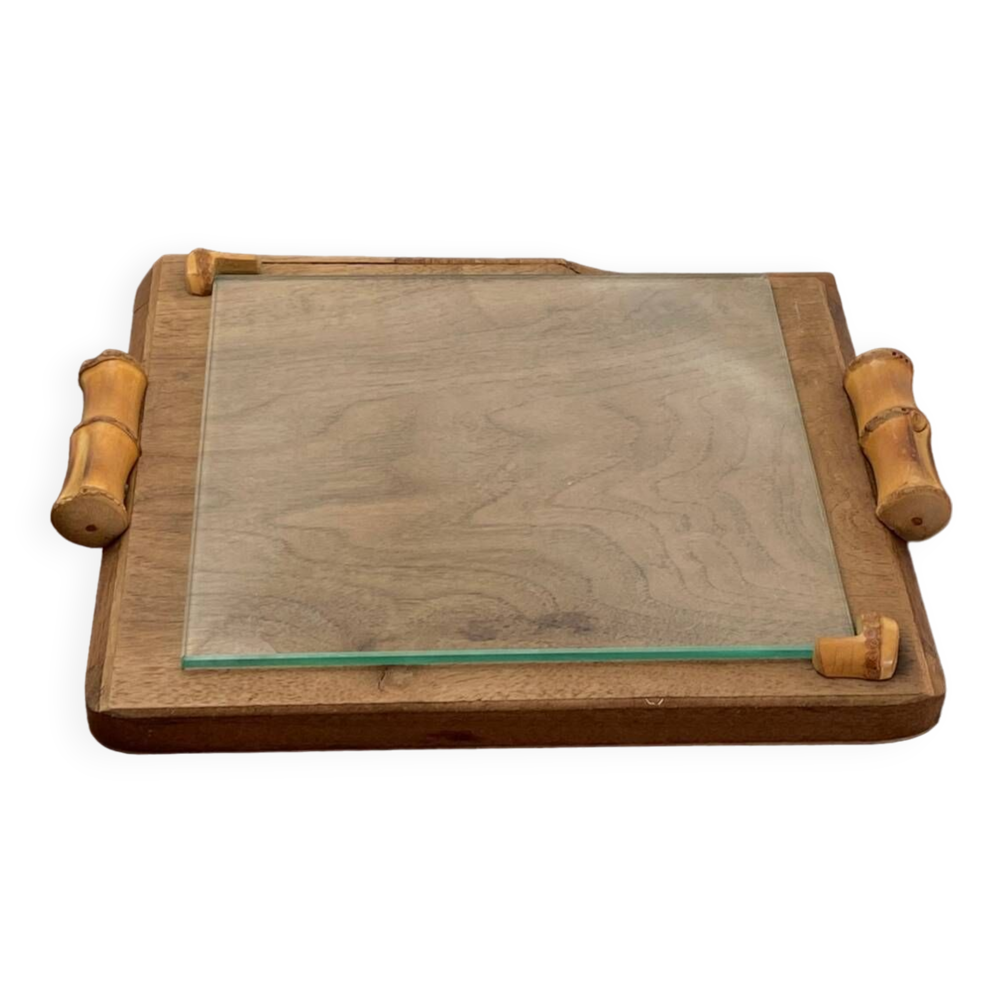 Wooden and bamboo glazed tray