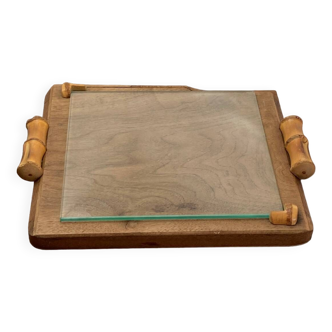 Wooden and bamboo glazed tray