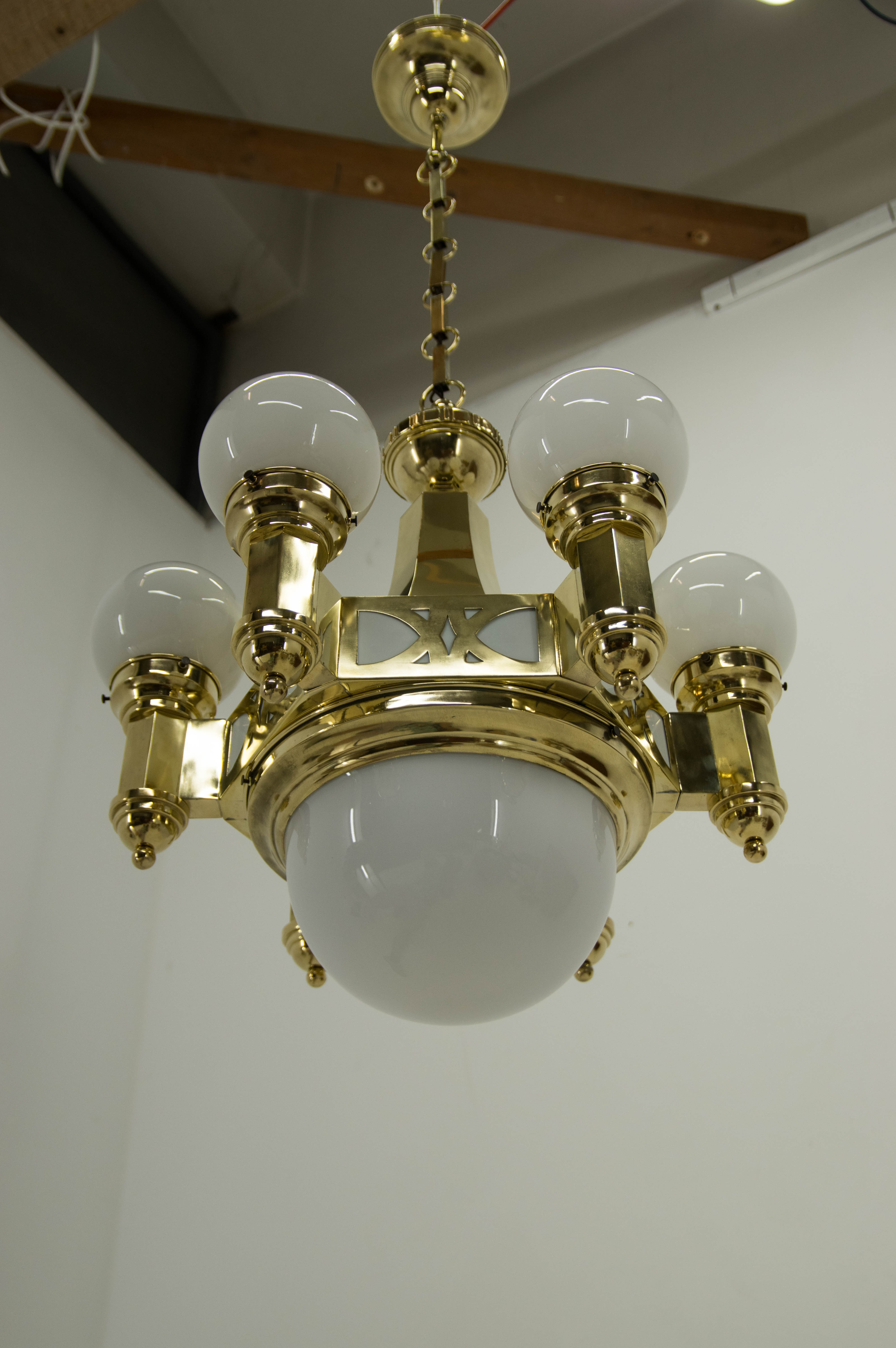 Rare Art Nouveau Chandelier by Emil Kralik, 1920s