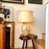 Table lamp in glazed ceramic and beige paper