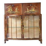 Cocktail bar furniture Tunbridge of London in brown and yellow wood, hand-painted, 1950s.