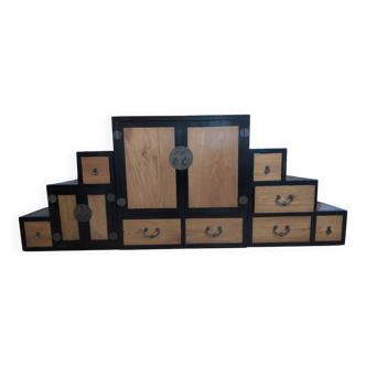 Japanese stair furniture "Kaidan Tansu" – 3 modules – Double-sided
