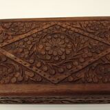 Rectangular wooden box deco hand-carved flowers