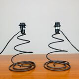 Paire de lampes ressort métal années 90