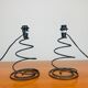 Pair of 90s metal spring lamps