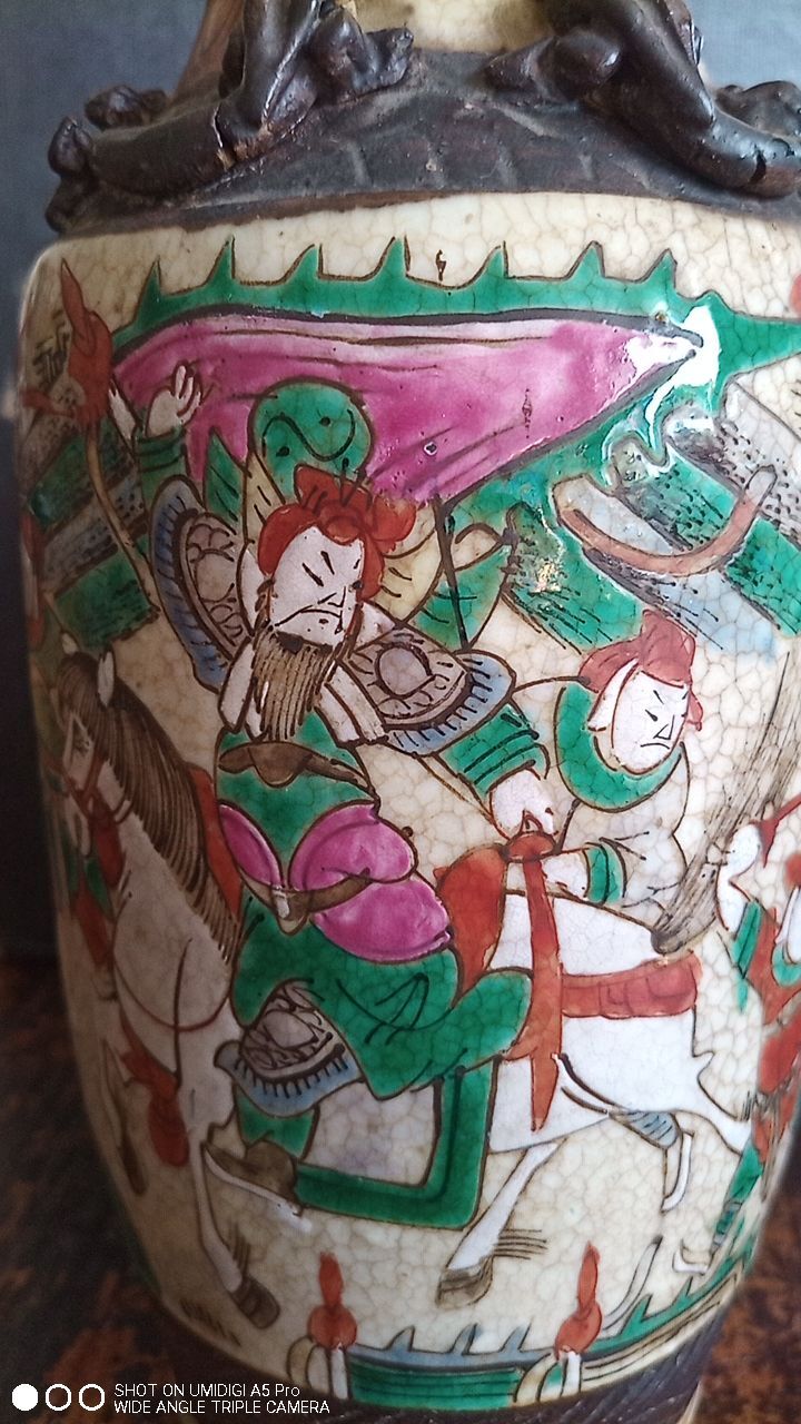 Pair of ceramic vases from China - cartridge at the base - antique work