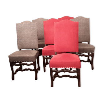 lot of six chairs Henry II sheep bone