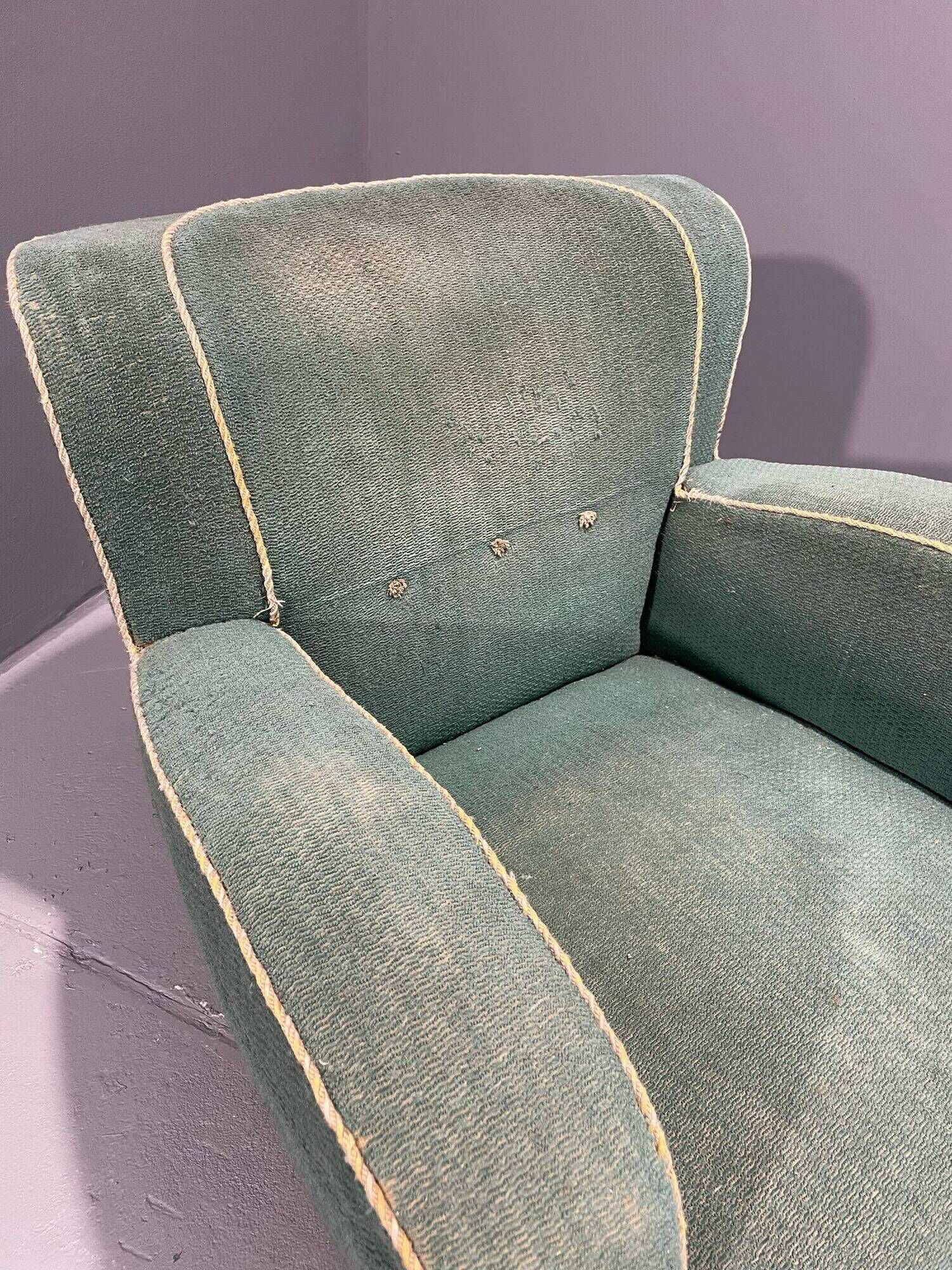 Fauteuil Art déco danois en mohair vert, années 1930-1940