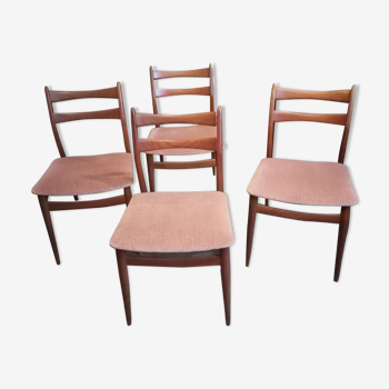 Lot 4 chairs Scandinavian teak 1960 fabric