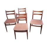 Lot 4 chairs Scandinavian teak 1960 fabric