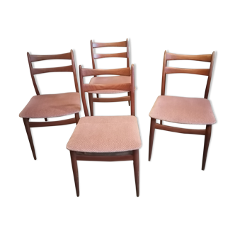 Lot 4 chairs Scandinavian teak 1960 fabric