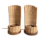 Duo de lampes rotin, câbles tissu neuf 2x2M