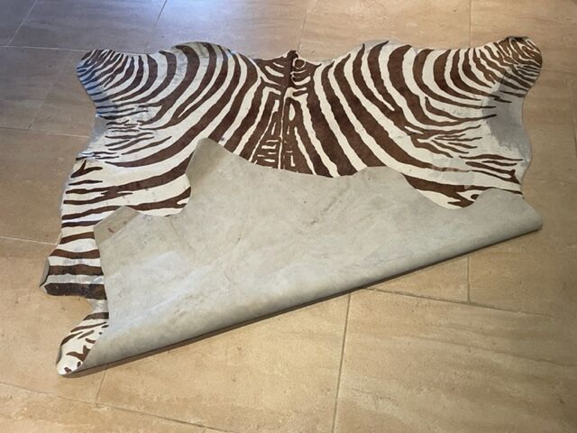 Vintage carpet zebra print cowhide