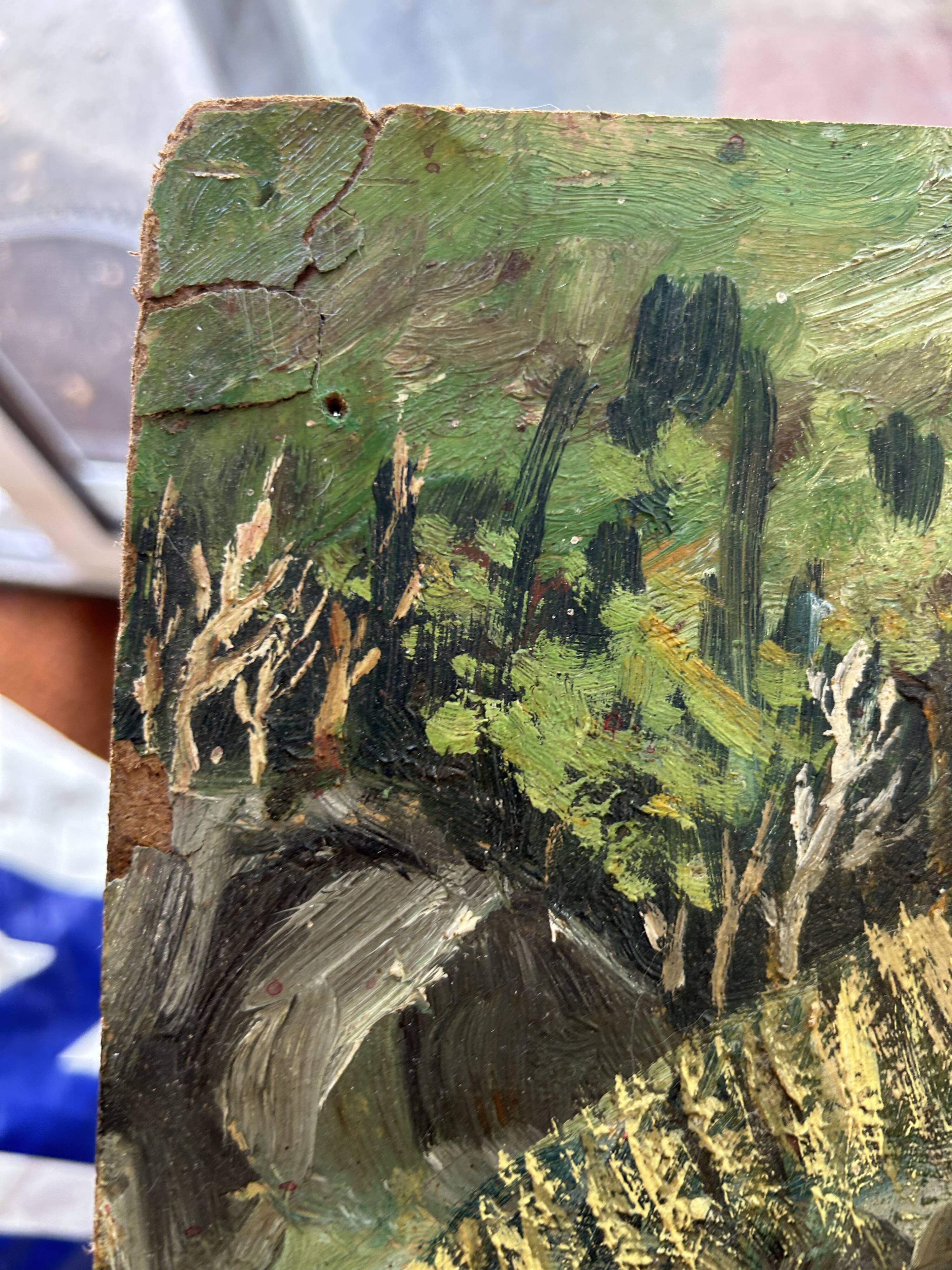 oil on panel Luxurious Waterfall Langevin La Réunion signed Smith