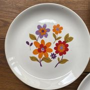 6 old flat plates in French earthenware Moulin des loups