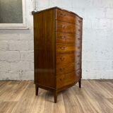 Curved face chest of drawers 7 drawers Scandinavian vintage lacquered walnut, 60s