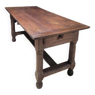 Farm table with spacer in solid oak 18th Burgundian