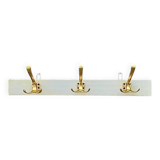 Vintage wall coat rack with 3 hooks in gold anodized aluminum