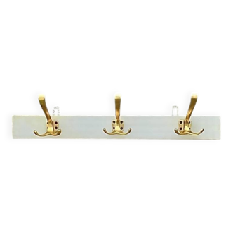Vintage wall coat rack with 3 hooks in gold anodized aluminum