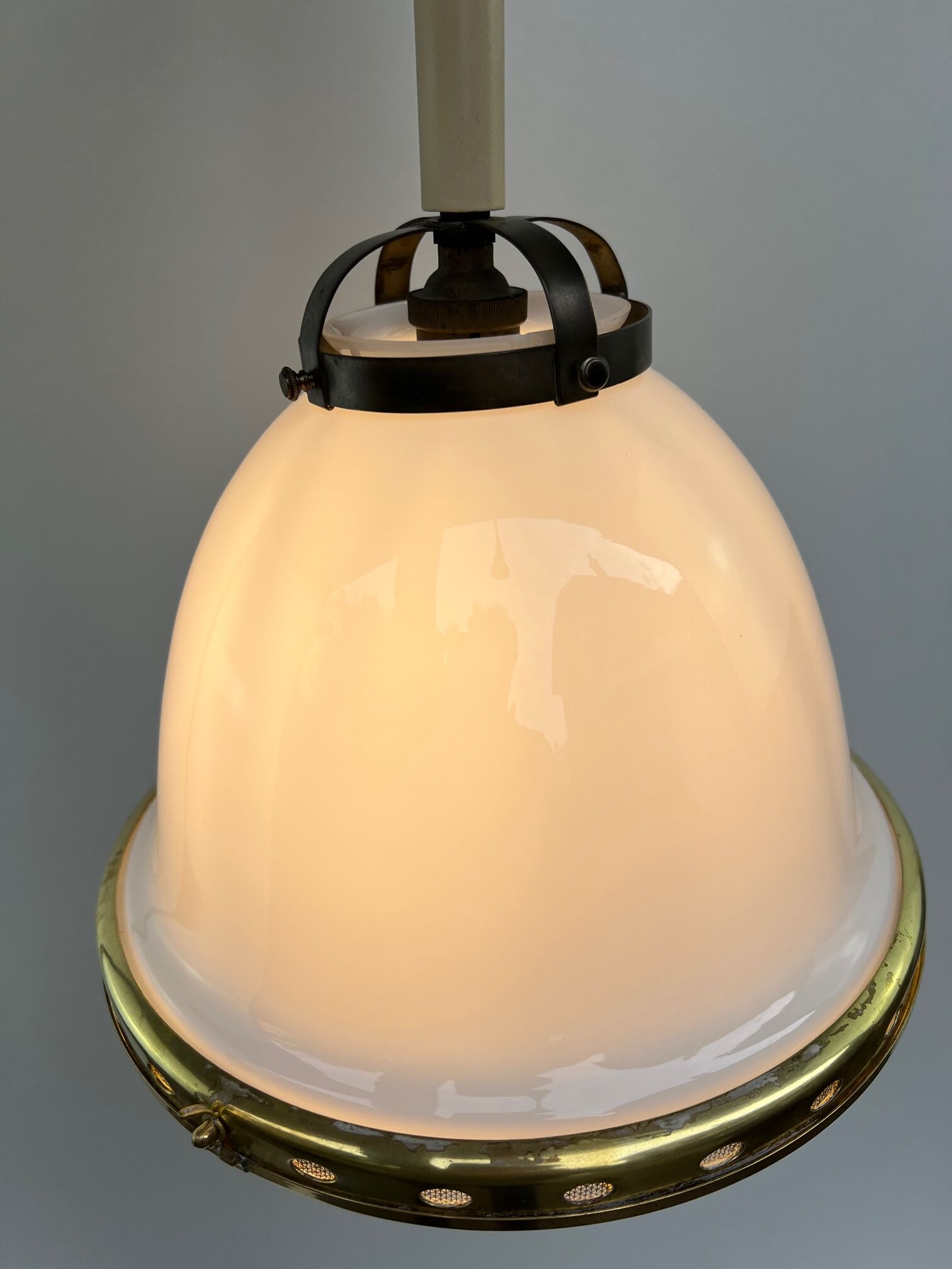 Chandelier 1920 opaline and frosted glass brand bag paris