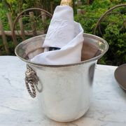 Champagne bucket decoration lion's head in silver metal
