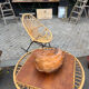 "Trampoline" round coffee table in 1960s rattan