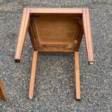 2 art deco dining room chairs in solid wood and green leather