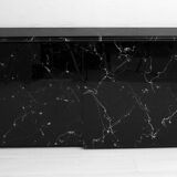 Marquina Black Marble lacquer Italian Post Modern Sideboard, 1980s