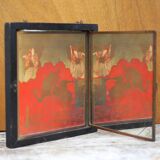 Vintage triptych mirror, wall mirror, barber mirror, collection, Asian pattern mirror