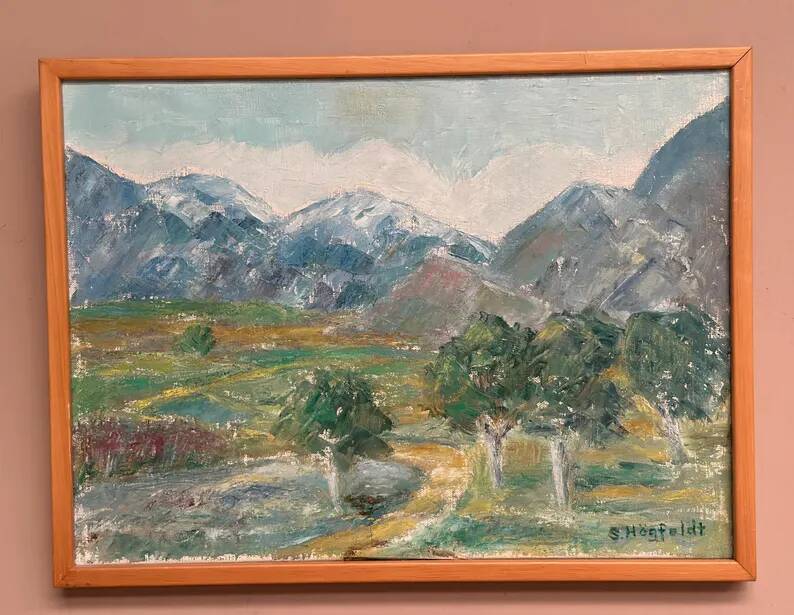 Original Swedish Oil on Canvas – "Landscape" by S. Högfeldt – Signed – Vintage and Framed – 48 × 36 cm (18.9" × 14.2")