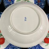 Set of 10 signed porcelain dessert plates with fruit decoration