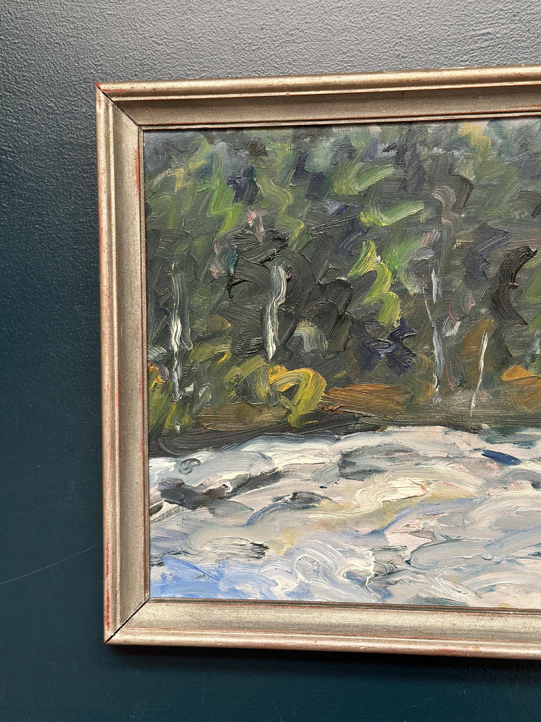Huile sur toile originale suédoise – “Vinterlandskap” par Bertil Lindecrantz