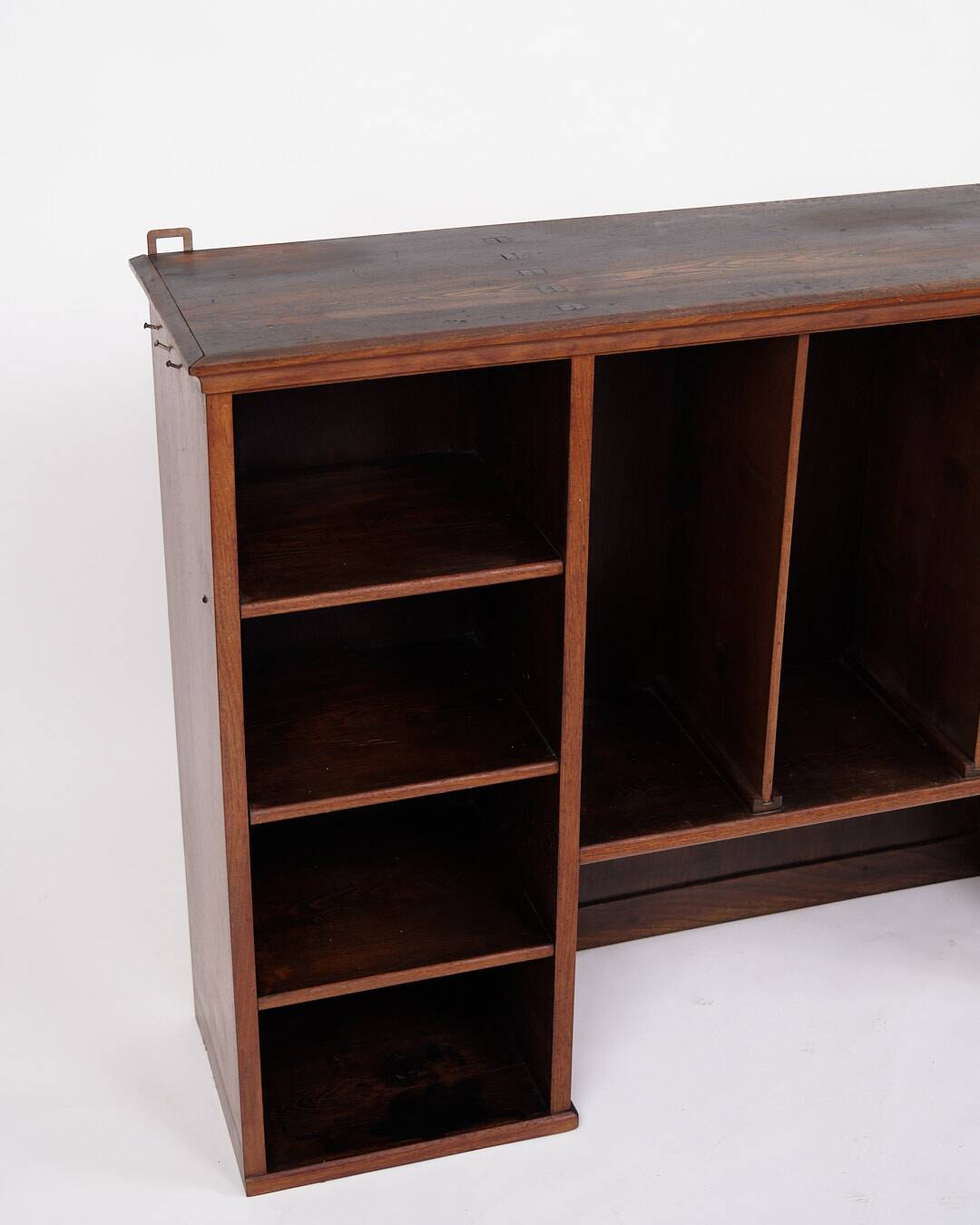 Wall-hung bookcase - hand-polished mahogany - shelf sections - 1890s