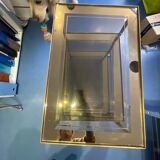 70's brass and glass roller service - 3 levels - expandable middle shelf