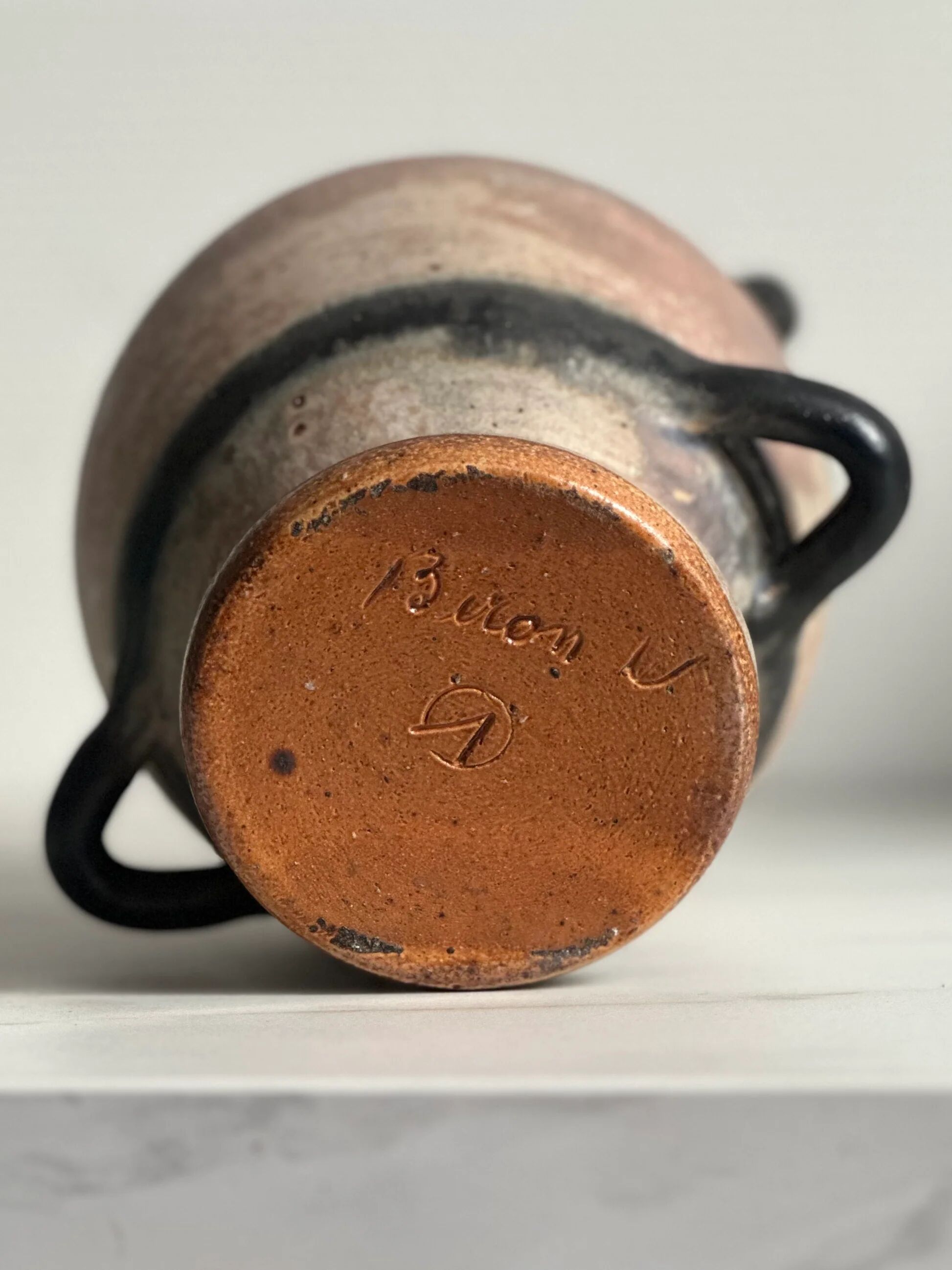 Amphora vase with four handles — Willy Biron, Bouffioulx, Belgium, circa 1960